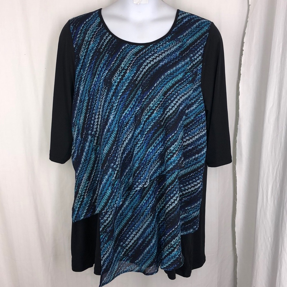Catherine’s 1x Tiered 3/4 Slv Top Tunic Chiffon